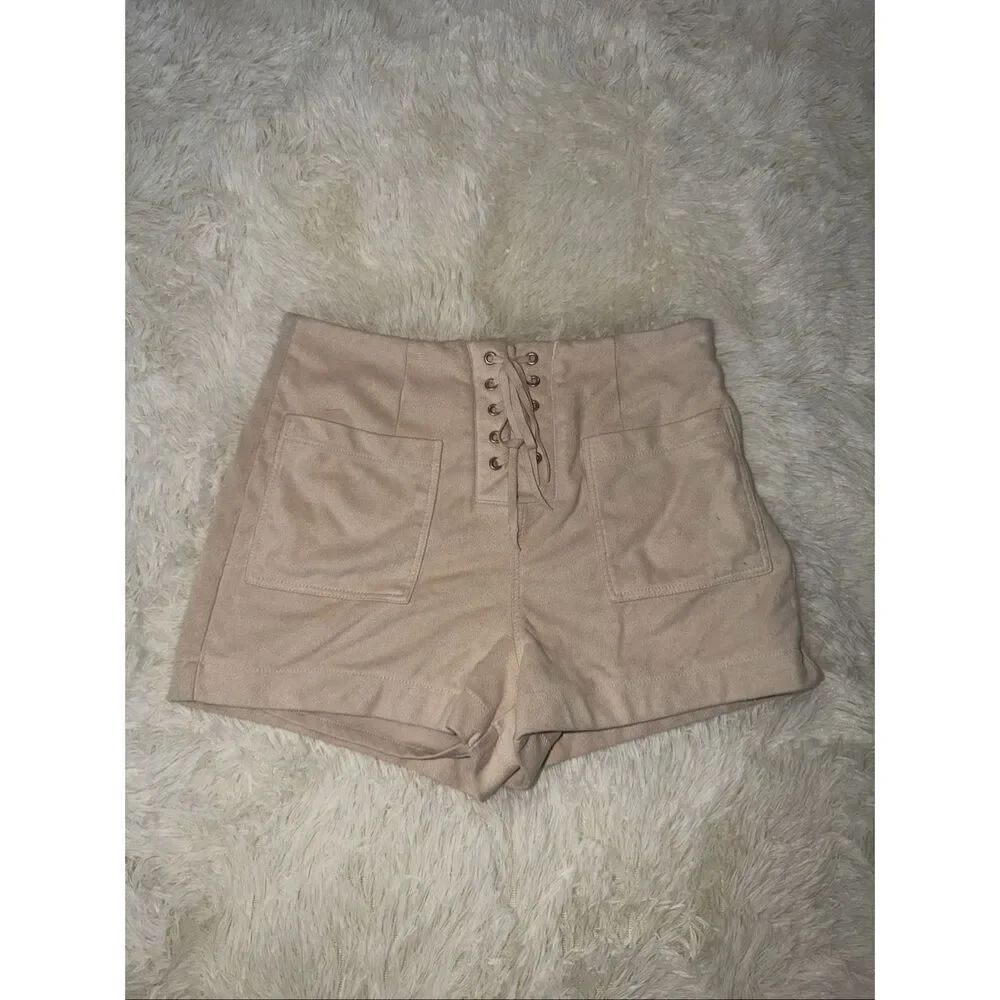 Size S cream suede shorts